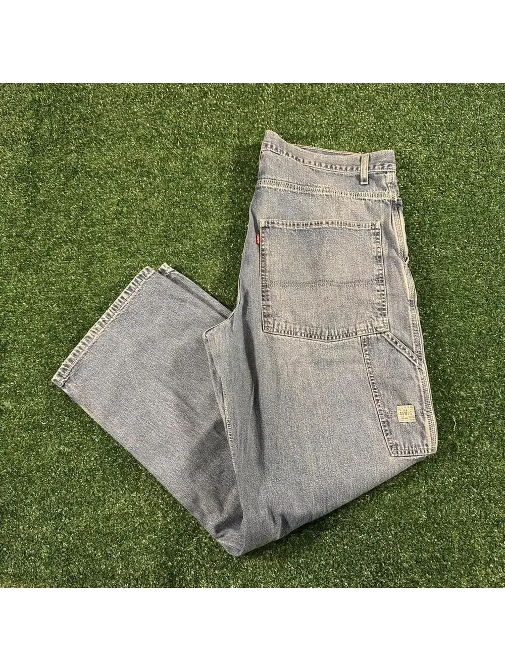 Vintage retro y2k  Levi's blue denim carpenter jeans baggy oversized  38x32